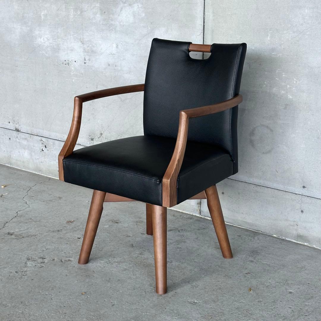シギヤマ家具 SK ARCHE MBR 04 チェア｜天然木×ブラックレザー調｜