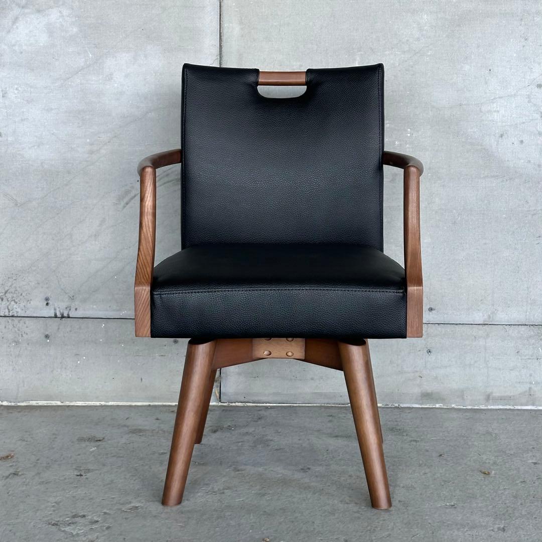 シギヤマ家具 SK ARCHE MBR 04 チェア｜天然木×ブラックレザー調｜
