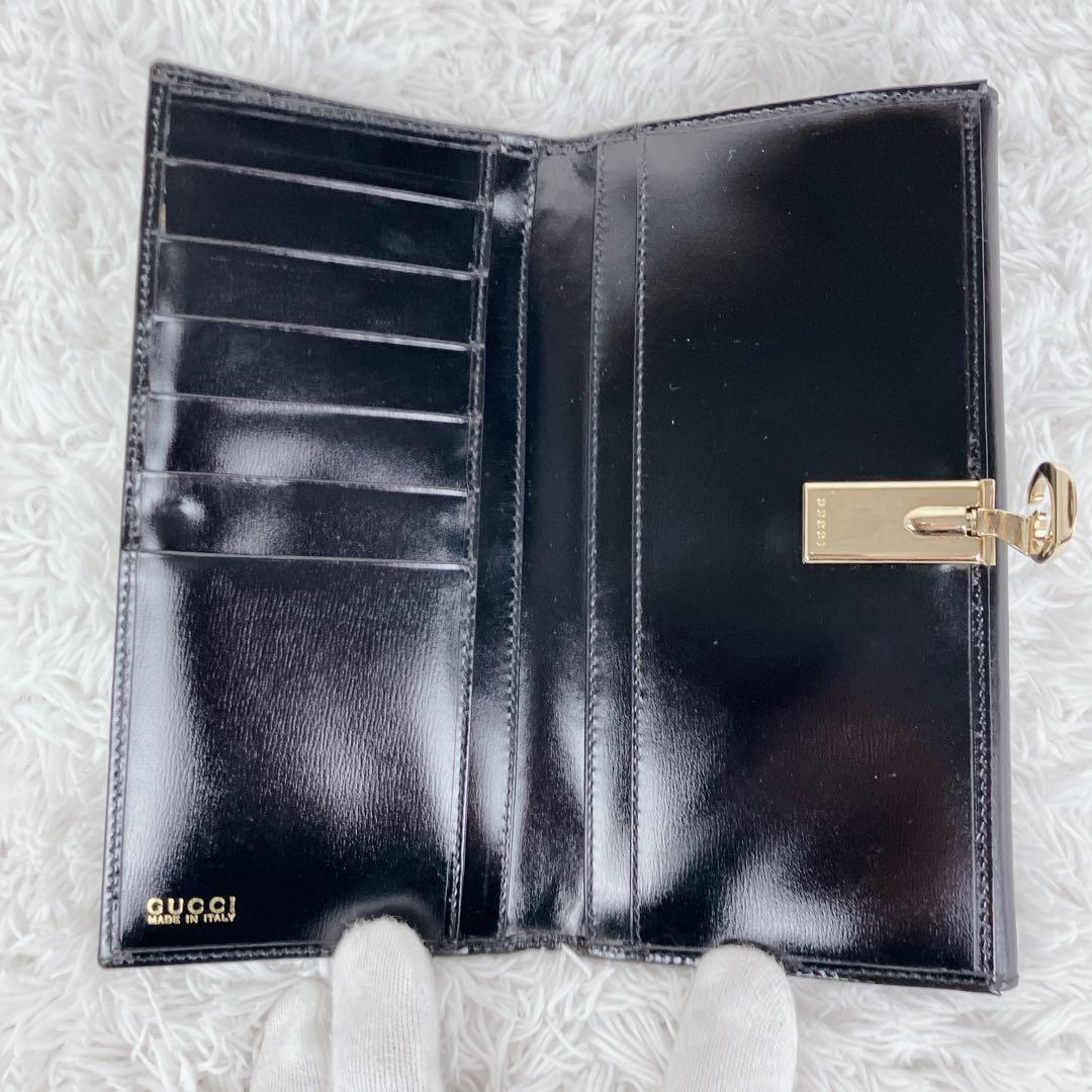 未使用品✨グッチ　長財布　オールド　ヴィンテージ　レザー　ゴールド金具　黒