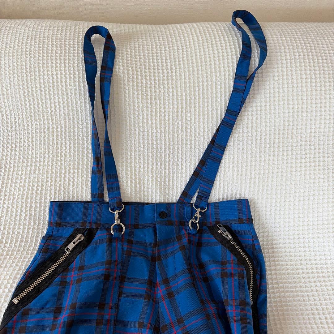 KIDILL 青と黒のチェック柄ズボン