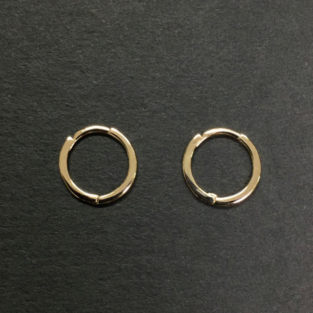 K18 小さなフープピアス イエローゴールド直径 約9.2㎜タイプ