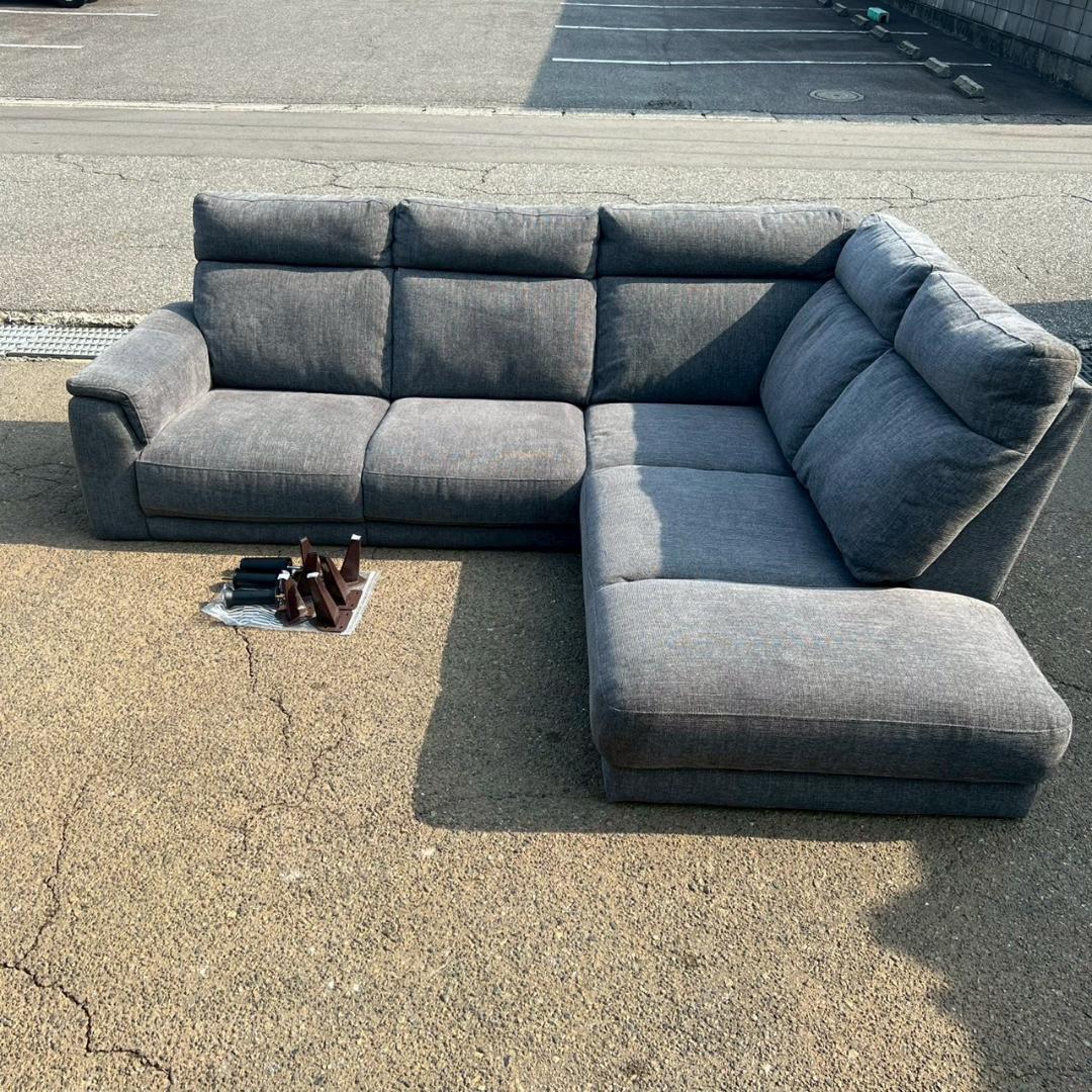 【直接引取限定】 【ニトリ】 L字カウチソファ ダークグレー A0141