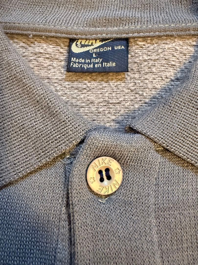 80s NIKE 紺タグ イタリア製 スウェット ポロシャツ L vintage
