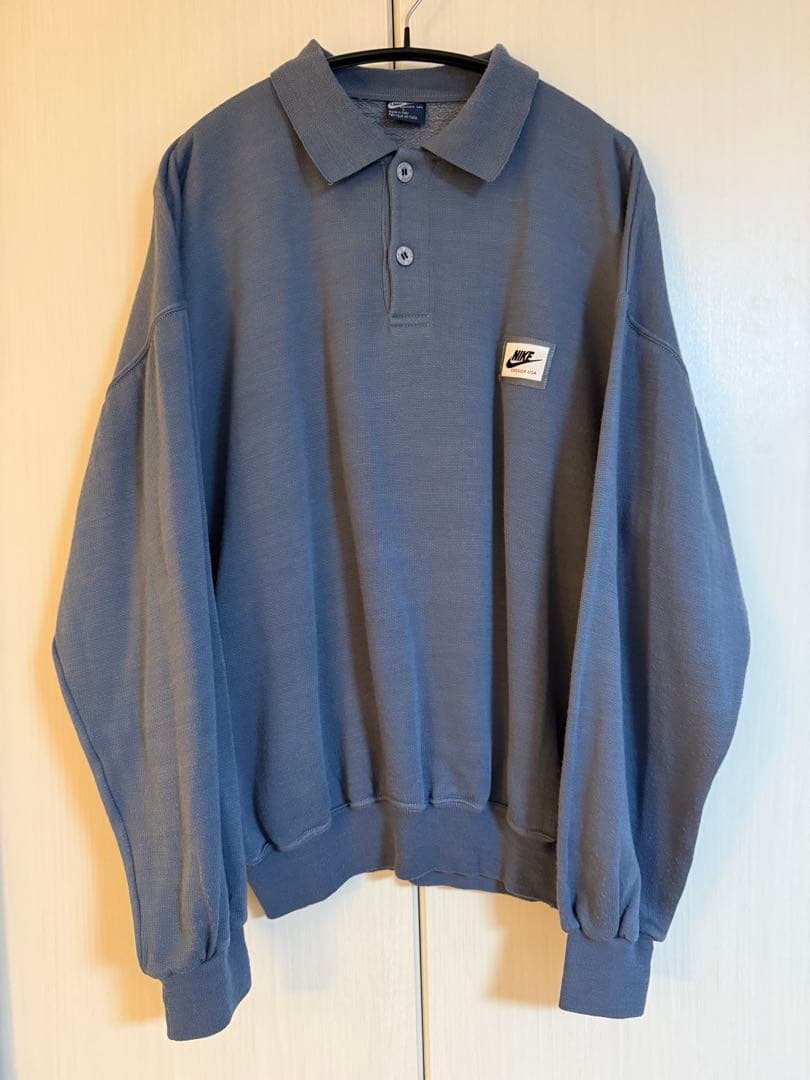 80s NIKE 紺タグ イタリア製 スウェット ポロシャツ L vintage