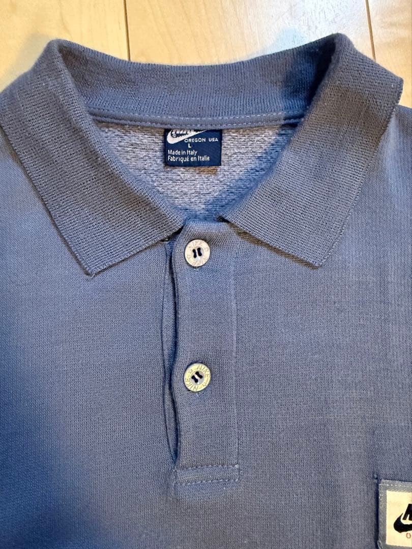80s NIKE 紺タグ イタリア製 スウェット ポロシャツ L vintage