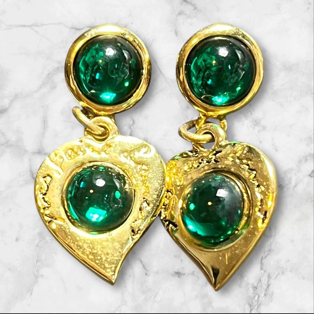 希少　美品 YSL イヴサンローラン　ハート　ピアス　archive
