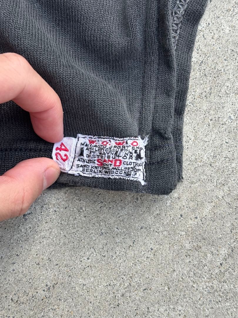 50年代 「sand」 フットボールT ブラック コットン100 42 袖長