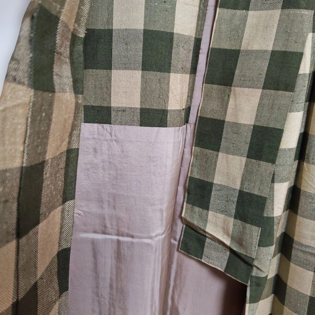 ざざんざ織　（伊兵衛織）単衣（冬こそ着用有）　玉繭　身丈159㌢　裄丈64.5㌢