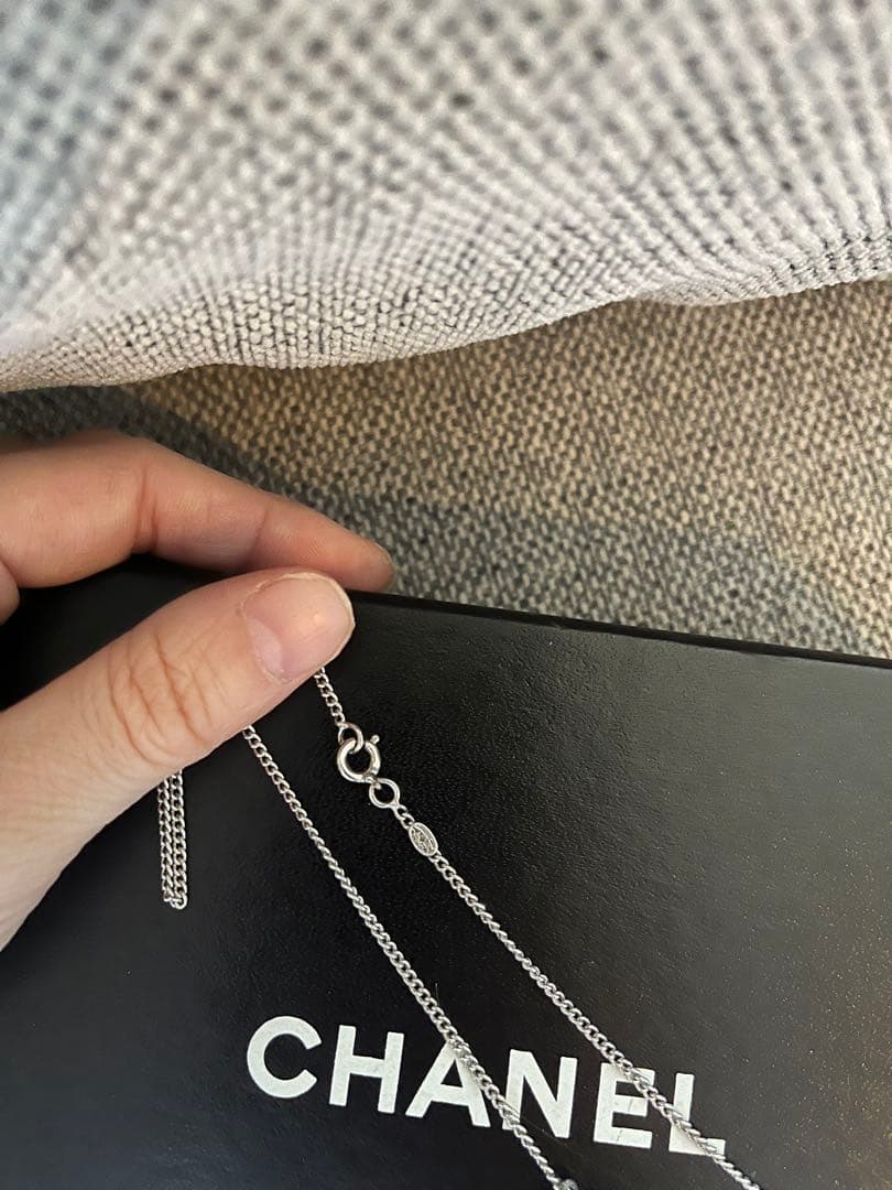 極美品　CHANEL シルバー ロゴ ネックレス　ココマーク　ストーン　正規品
