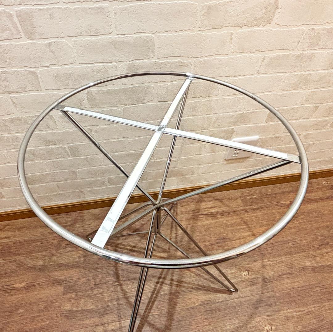 昭和レトロ オシャレ 水色円形サイドテーブル