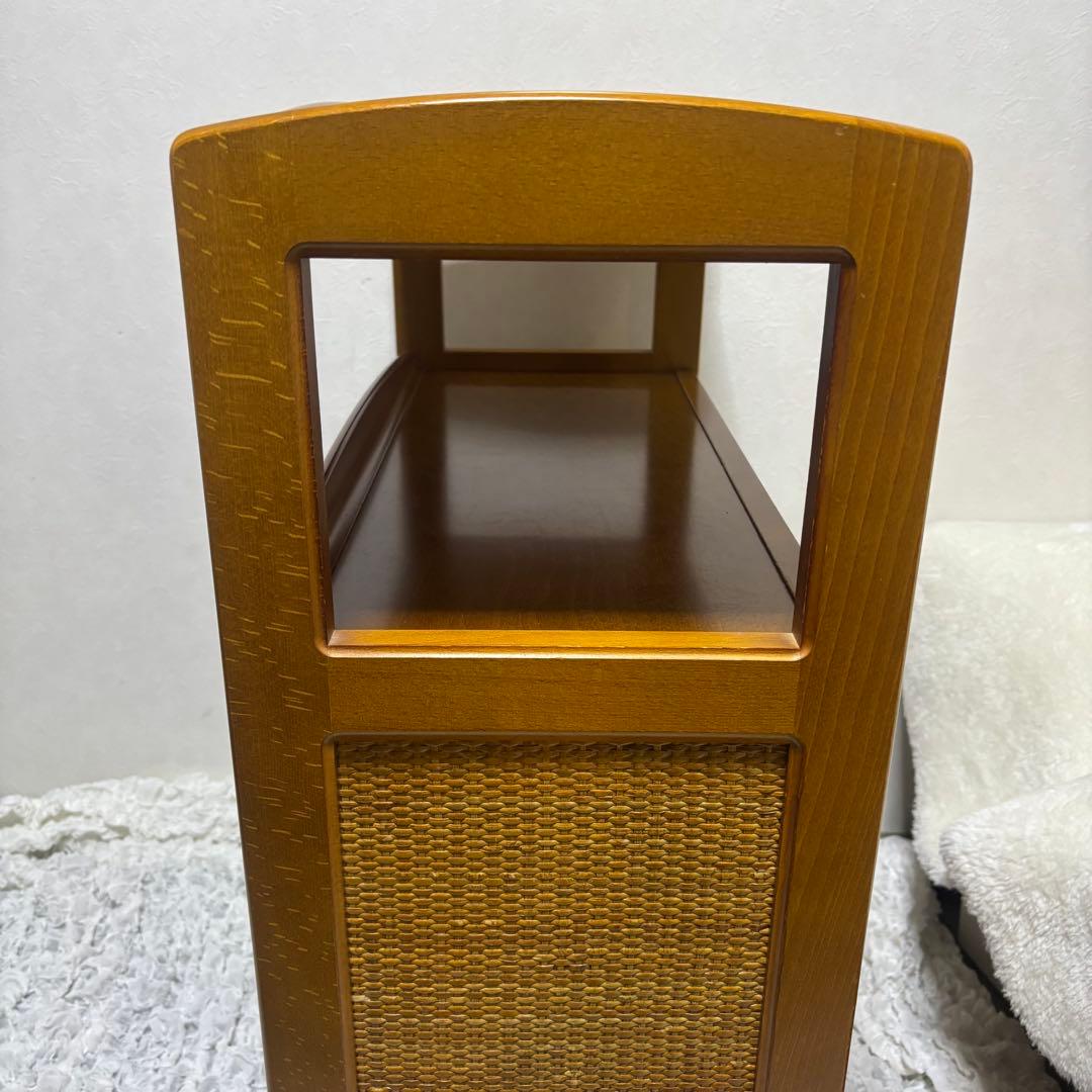 希少　オールドカリモク　ラタン　電話台　FAX台　キャビネット
