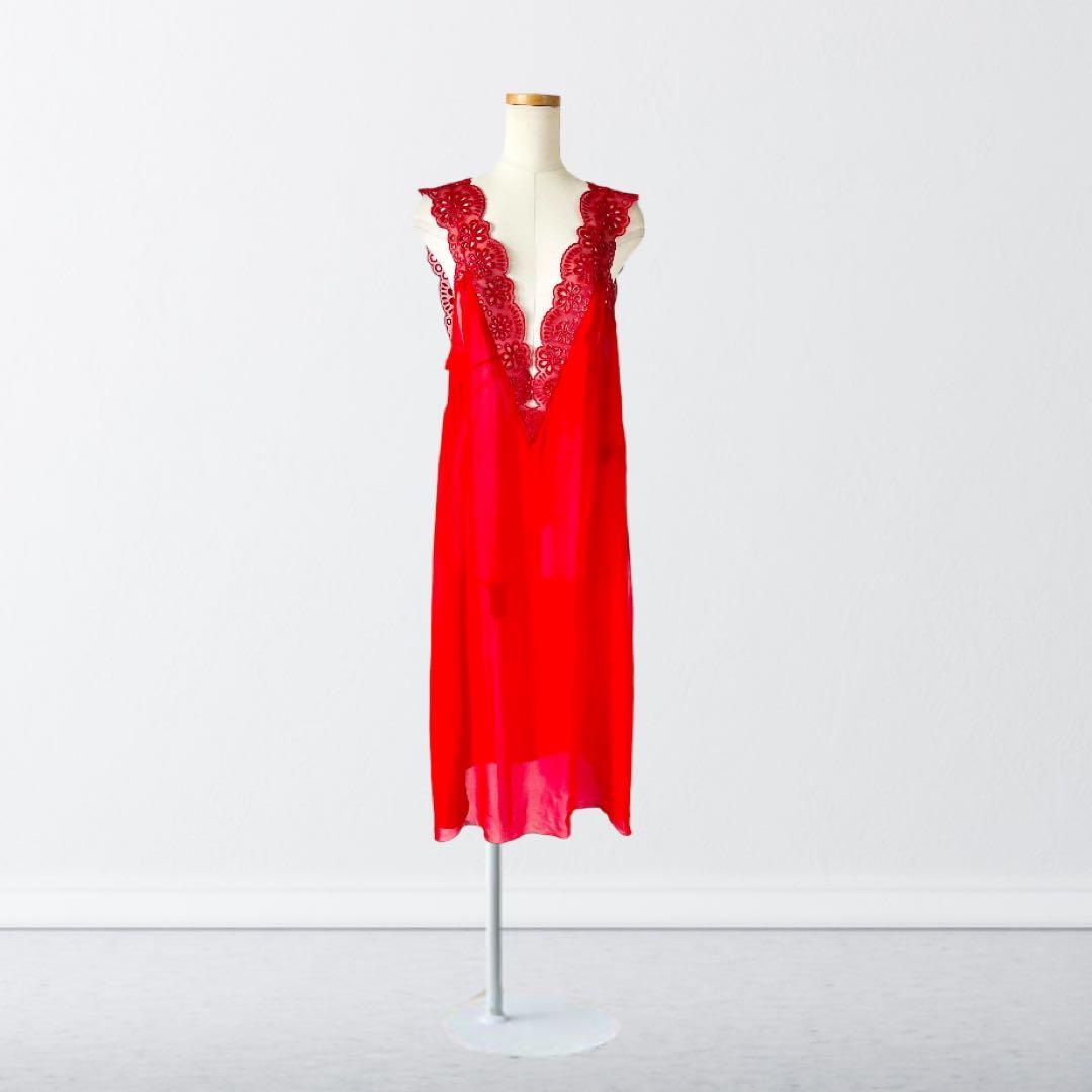 MERYLL ROGGE メリルロッゲ 赤 スカラップ ワンピース 44