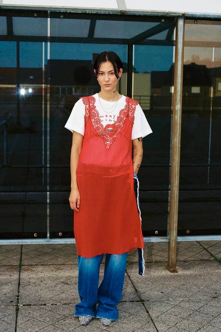 MERYLL ROGGE メリルロッゲ 赤 スカラップ ワンピース 44