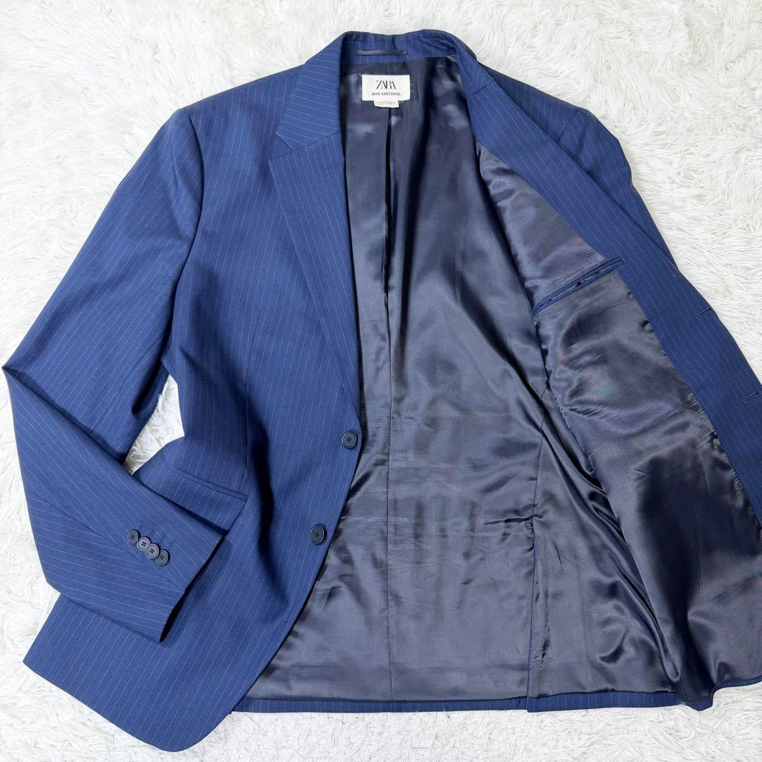 【美品】ZARA MAN SARTORIAL セットアップ 紺 ストライプ　54