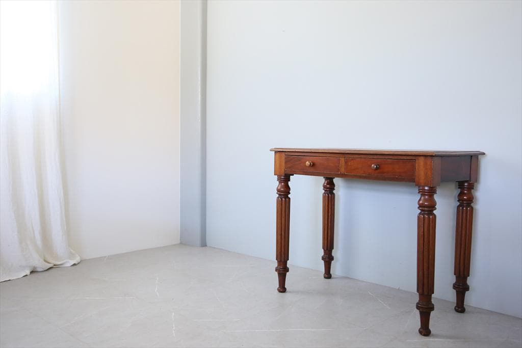 英国アンティーク古木デスク/作業台/勉強机/木製テーブル/オフィス(89-244