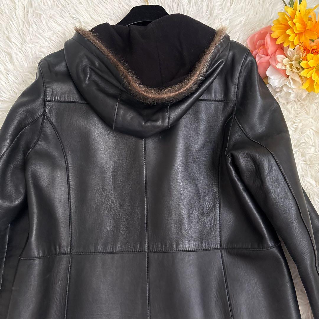 ITALYMODE 鹿皮　Deerskin ロングコート　ブラック　リアルレザー