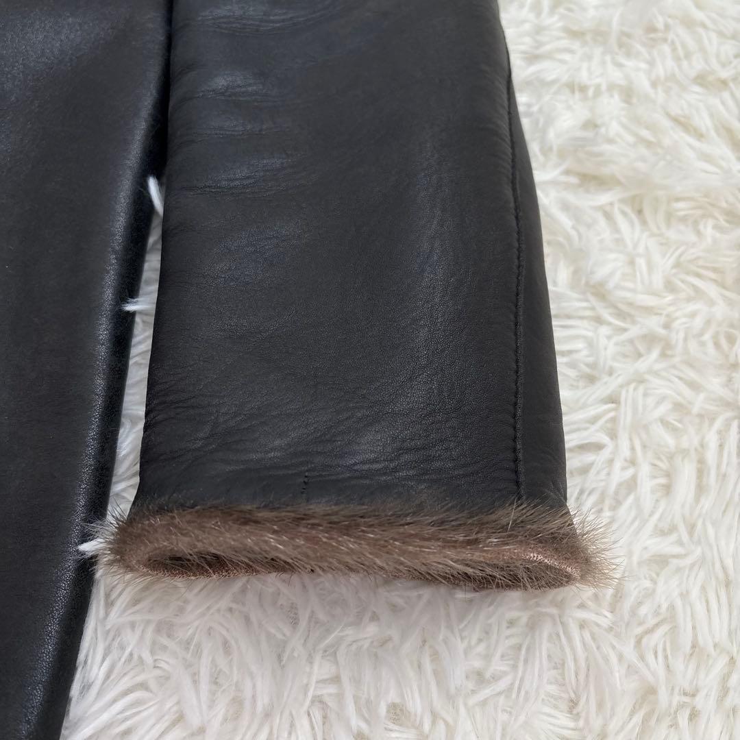 ITALYMODE 鹿皮　Deerskin ロングコート　ブラック　リアルレザー