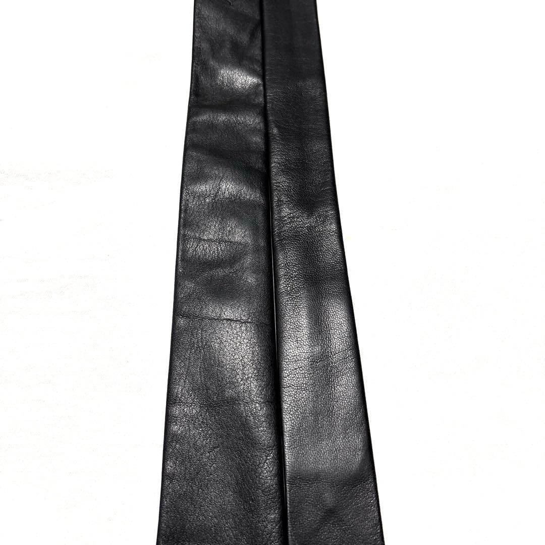 GUCCI グッチ　ネクタイ　レザー　ブラック　羊革　ナロータイ　美品　超希少