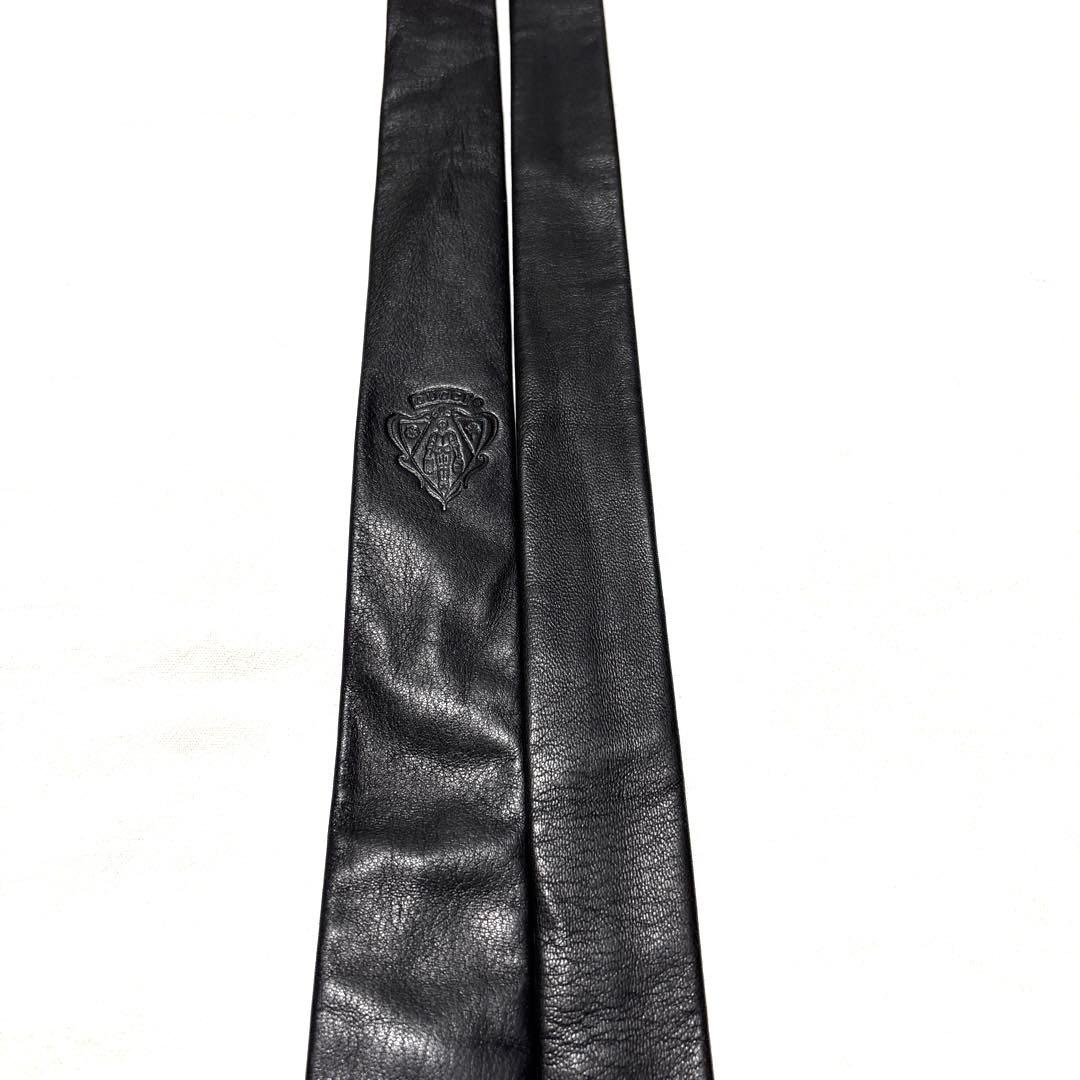 GUCCI グッチ　ネクタイ　レザー　ブラック　羊革　ナロータイ　美品　超希少