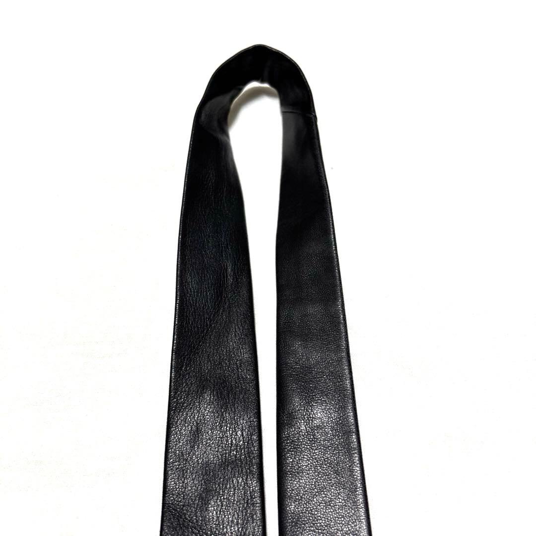 GUCCI グッチ　ネクタイ　レザー　ブラック　羊革　ナロータイ　美品　超希少