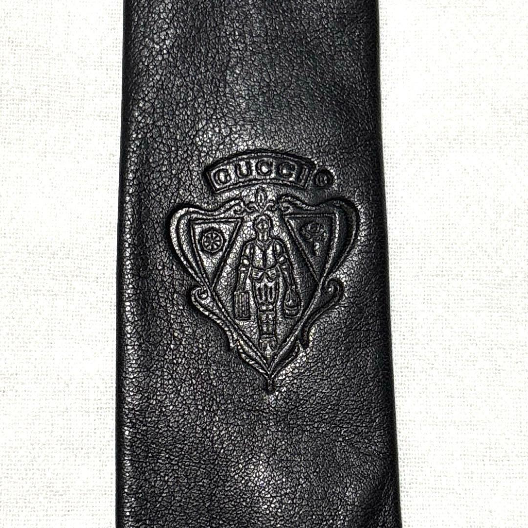 GUCCI グッチ　ネクタイ　レザー　ブラック　羊革　ナロータイ　美品　超希少