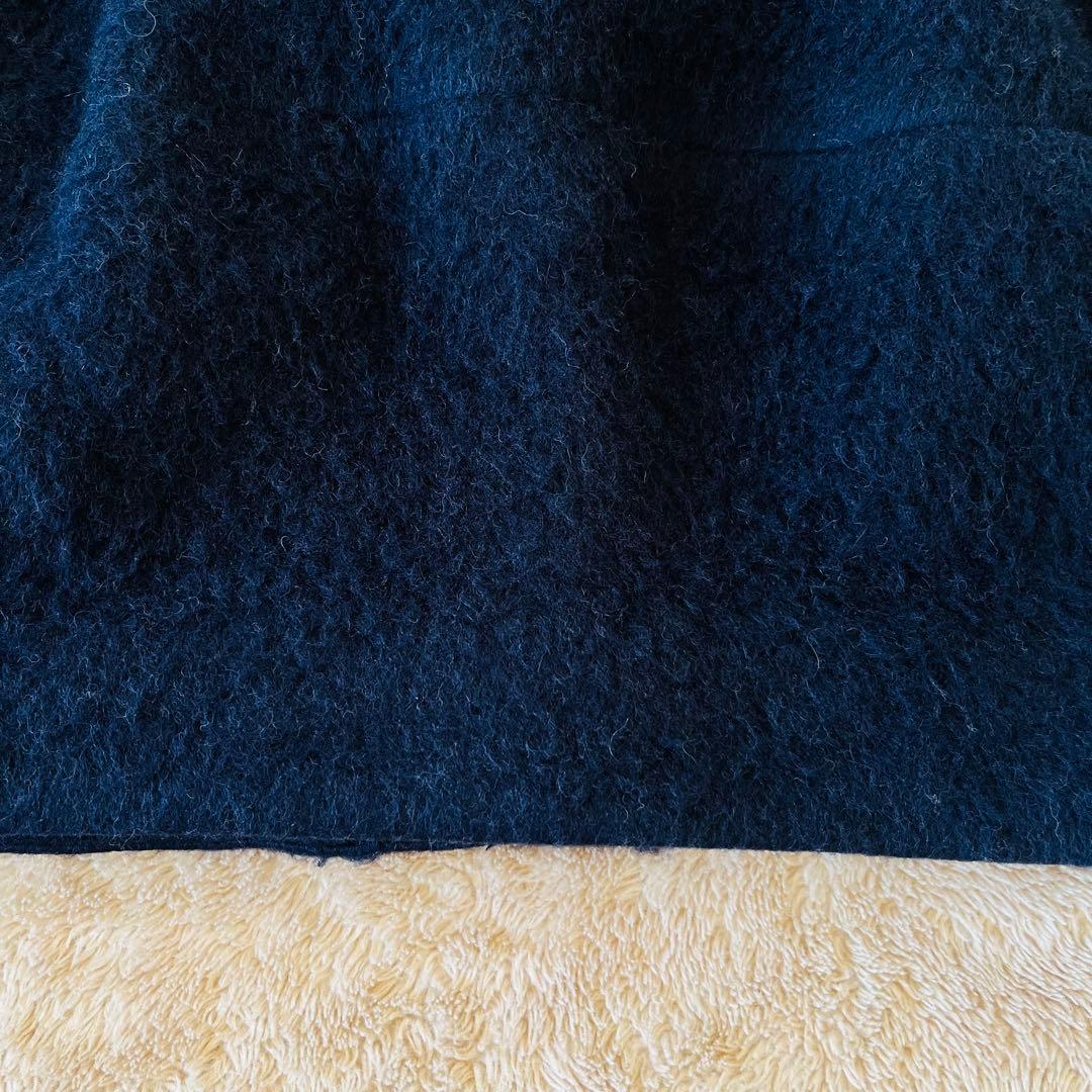 SHIPS any ウール シャギー ノーカラー コクーン コート ネイビー