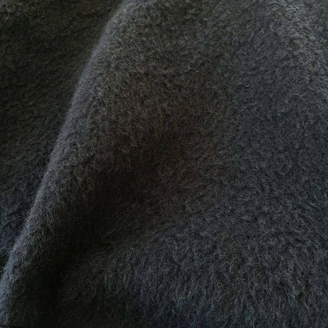 SHIPS any ウール シャギー ノーカラー コクーン コート ネイビー