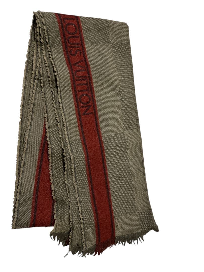 LOUIS VUITTON マフラー グレーカーキ・オレンジライン