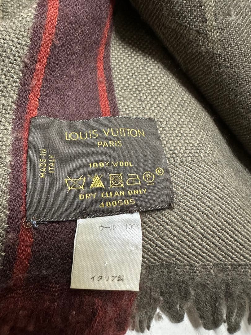 LOUIS VUITTON マフラー グレーカーキ・オレンジライン