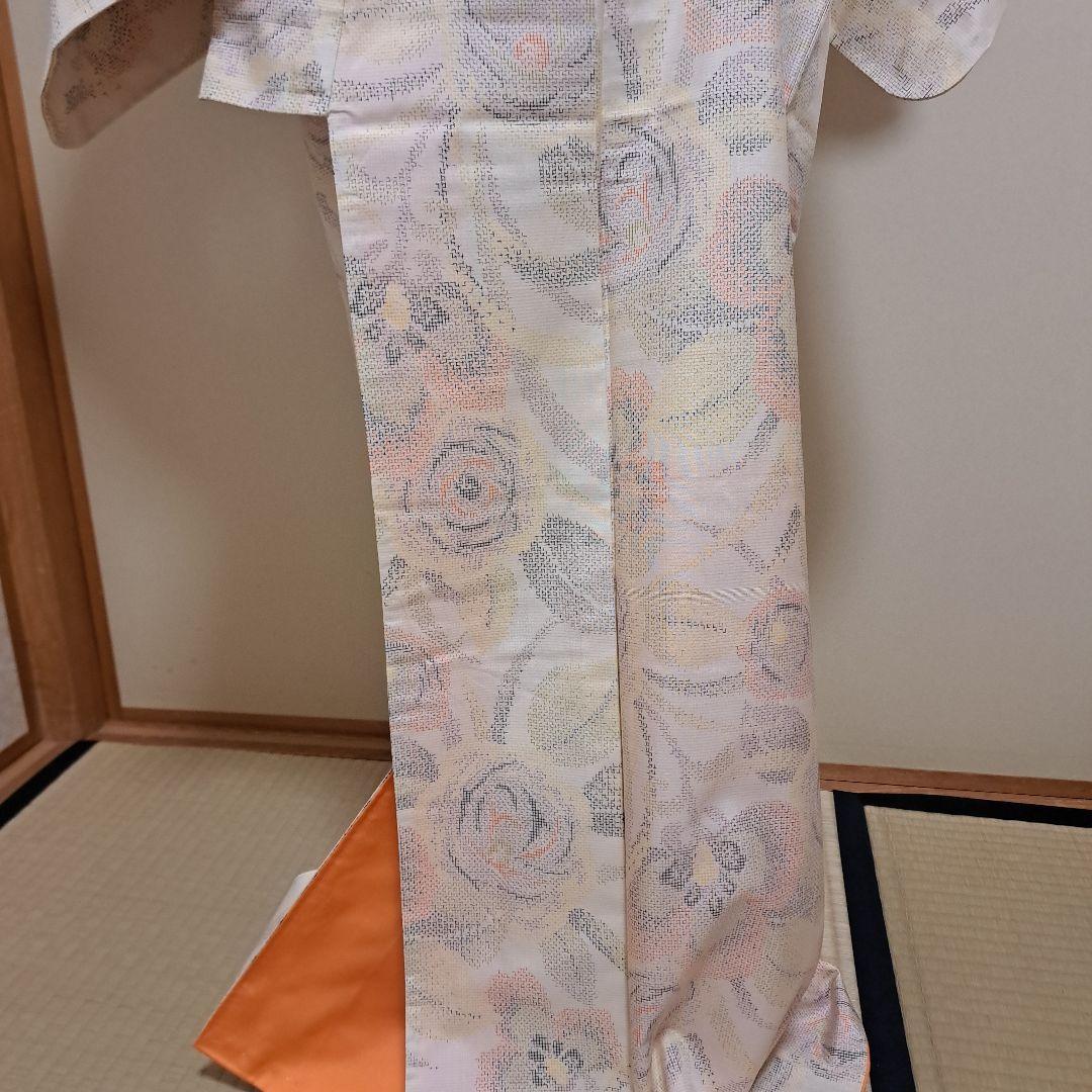 nao　普段着物　紬　クリーム色 M 　肩身丈159 +有松絞り浴衣