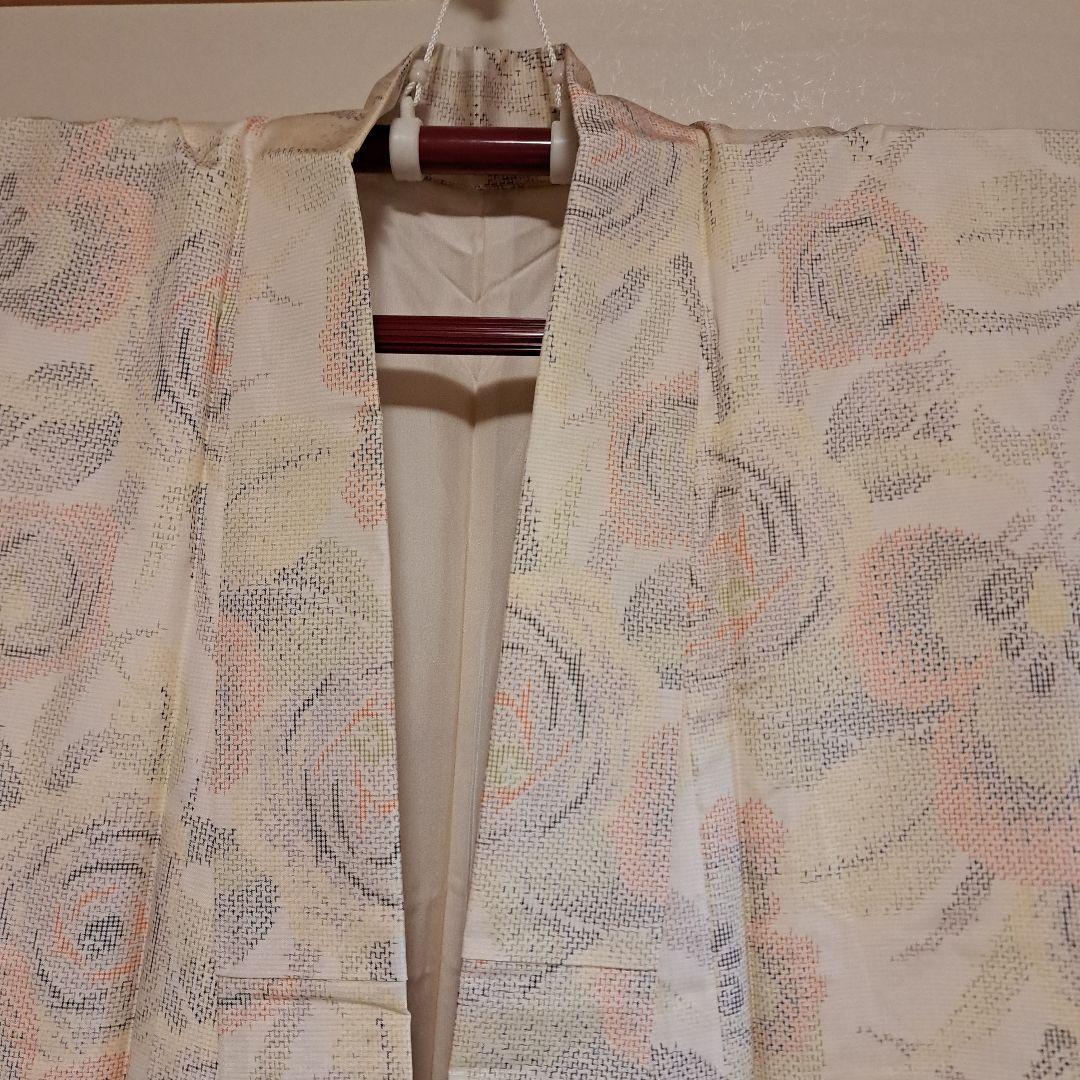 nao　普段着物　紬　クリーム色 M 　肩身丈159 +有松絞り浴衣