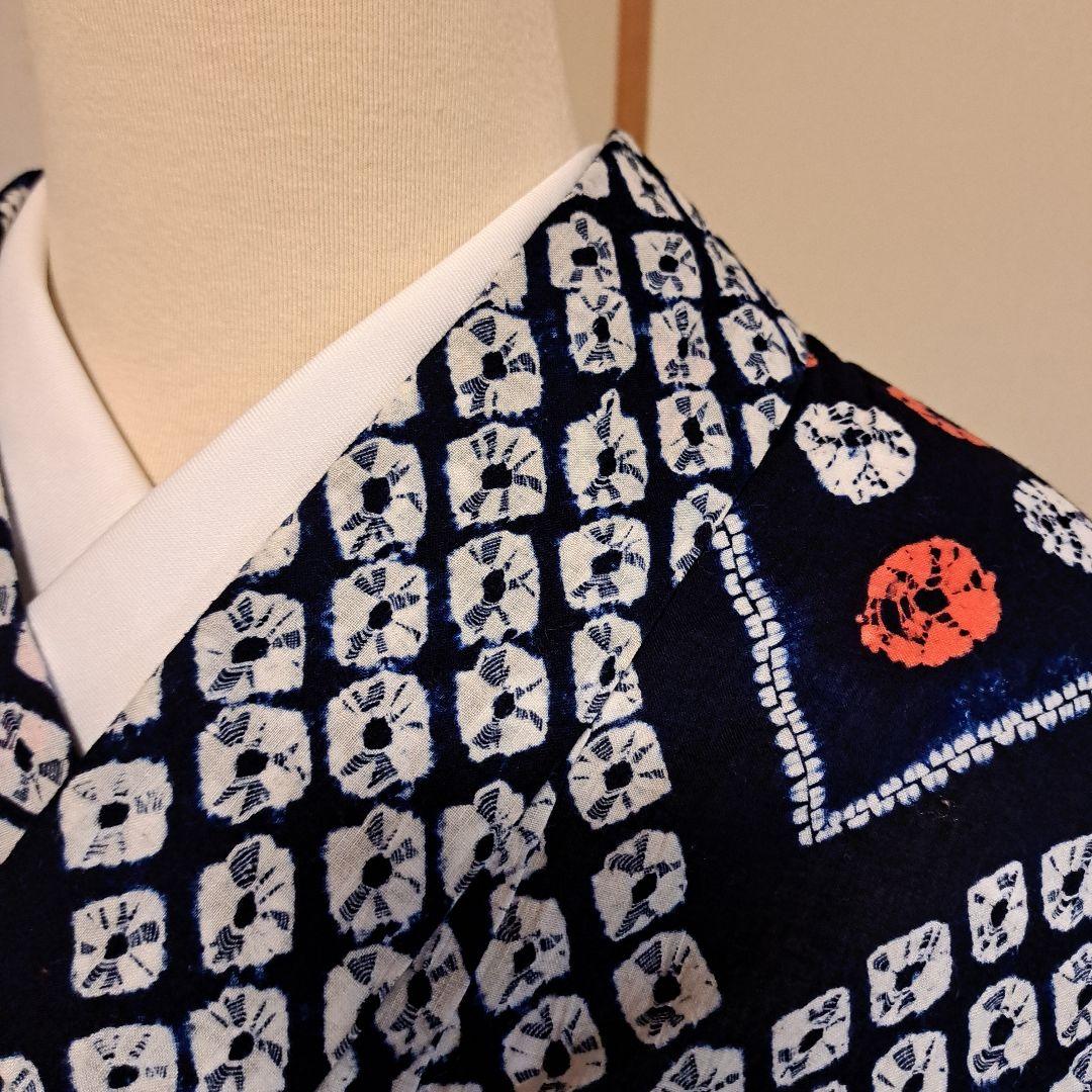 nao　普段着物　紬　クリーム色 M 　肩身丈159 +有松絞り浴衣