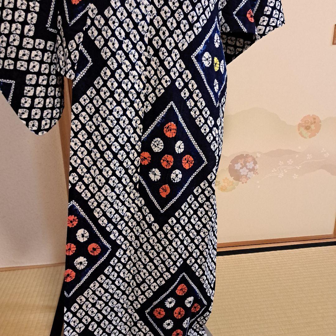 nao　普段着物　紬　クリーム色 M 　肩身丈159 +有松絞り浴衣