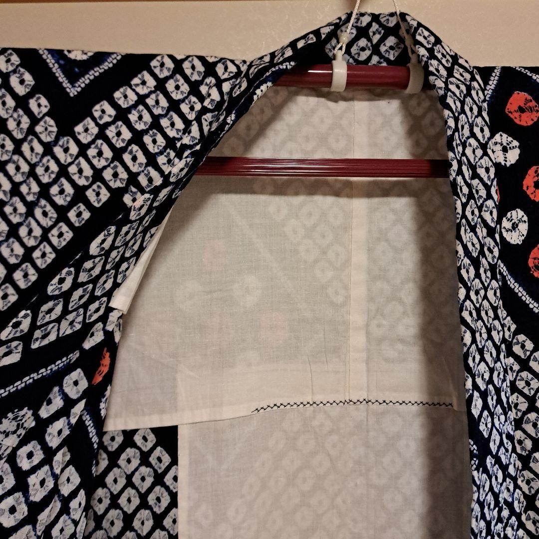 nao　普段着物　紬　クリーム色 M 　肩身丈159 +有松絞り浴衣