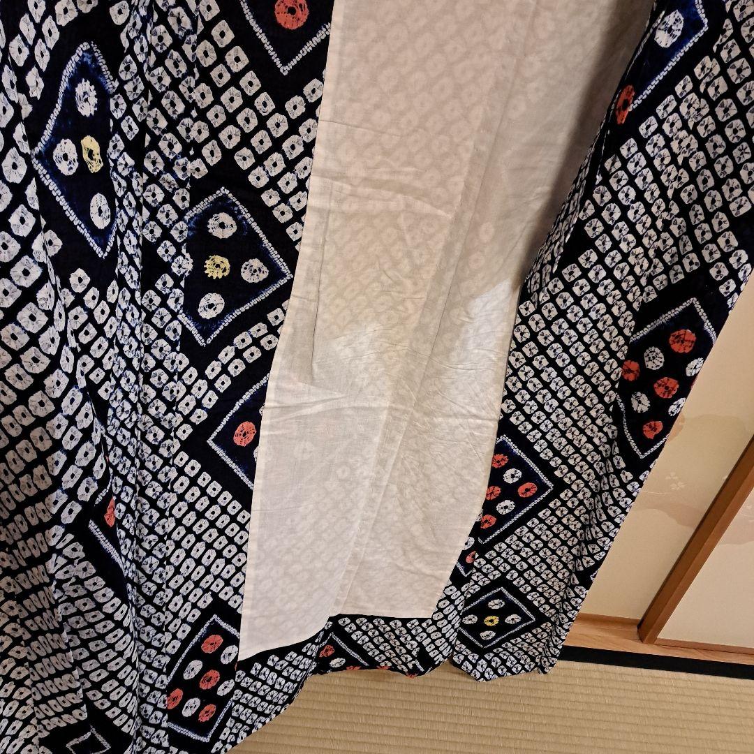 nao　普段着物　紬　クリーム色 M 　肩身丈159 +有松絞り浴衣