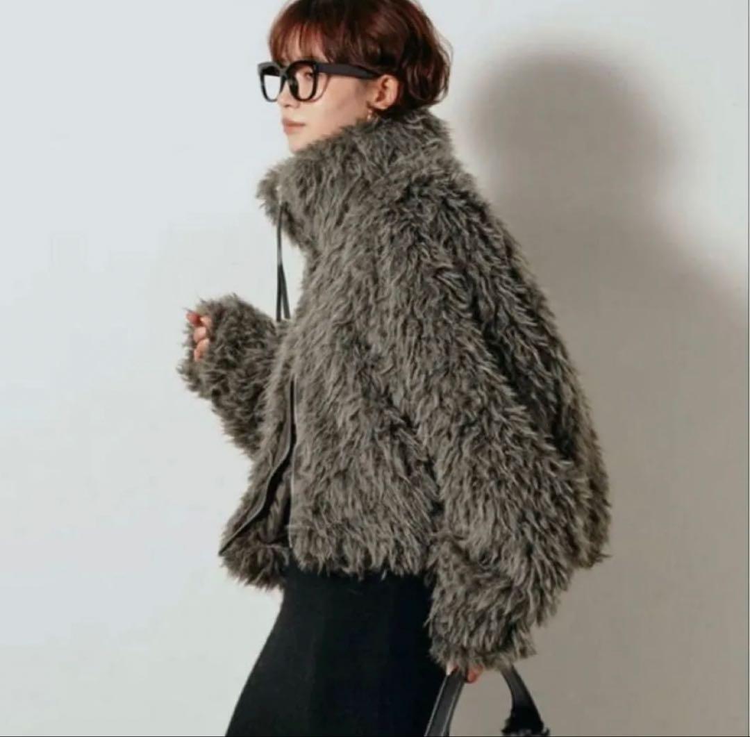 ESICA ミックスシープファースタンドブルゾン　チャコール