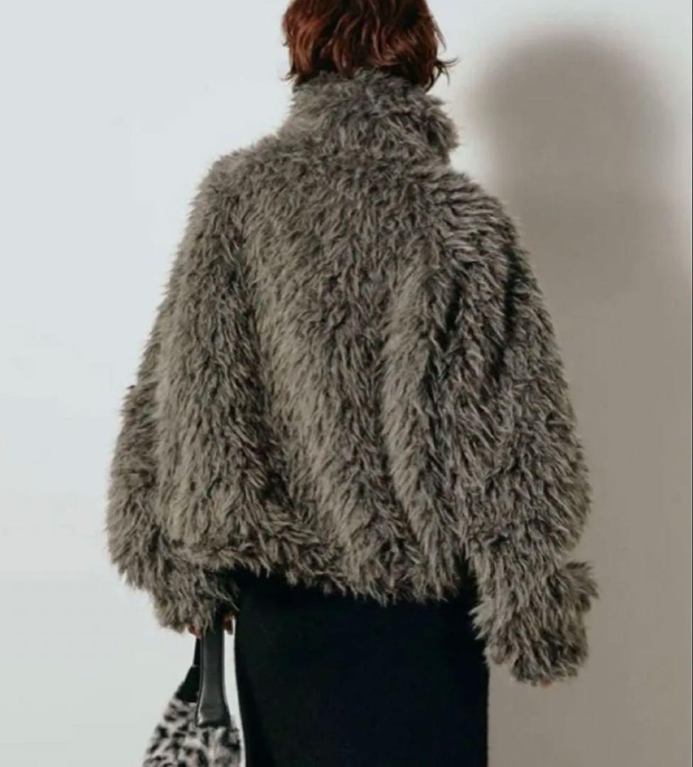 ESICA ミックスシープファースタンドブルゾン　チャコール