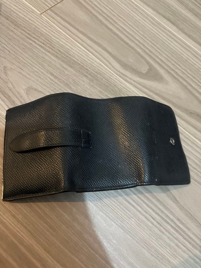 CELINE カーフスキン　三つ折り財布 ブラック
