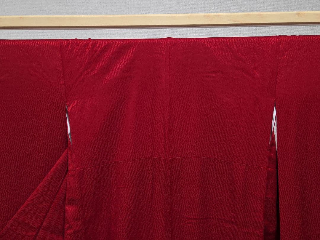 B5◆着物くつろぎ 雲取花文様 金彩 金駒刺繍 赤 袷 正絹 成人式 振袖 着物