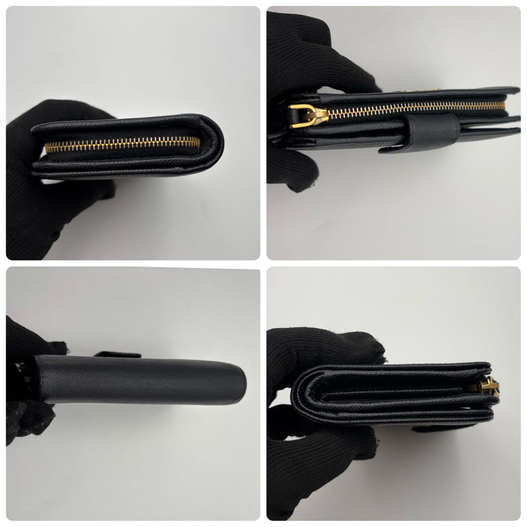 極美品　プラダ　PRADA 二つ折り財布　サフィアーノ　レザー　ブラック