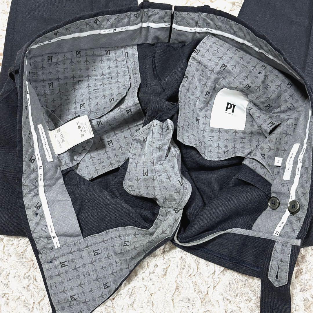 美品 ピーティートリノ スラックス パンツ トラベラー 洗える グレー 52
