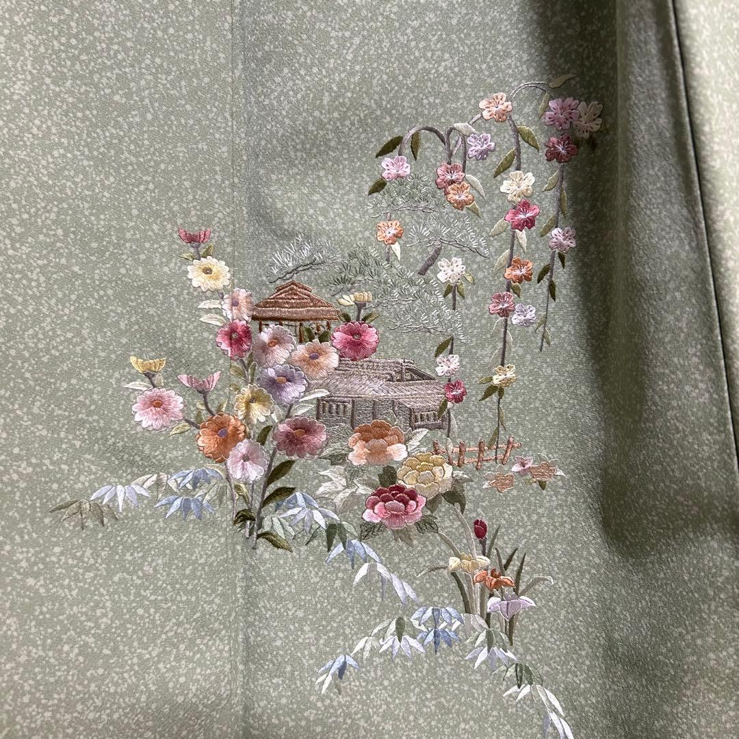 上品な手刺繍　風景画　訪問着　一つ紋　着物スキ倶楽部　７３９