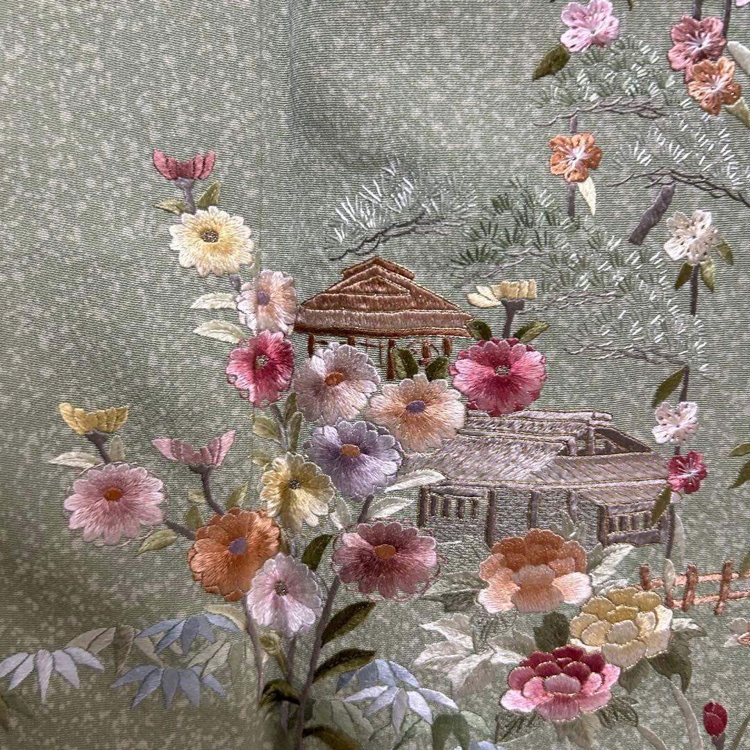 上品な手刺繍　風景画　訪問着　一つ紋　着物スキ倶楽部　７３９