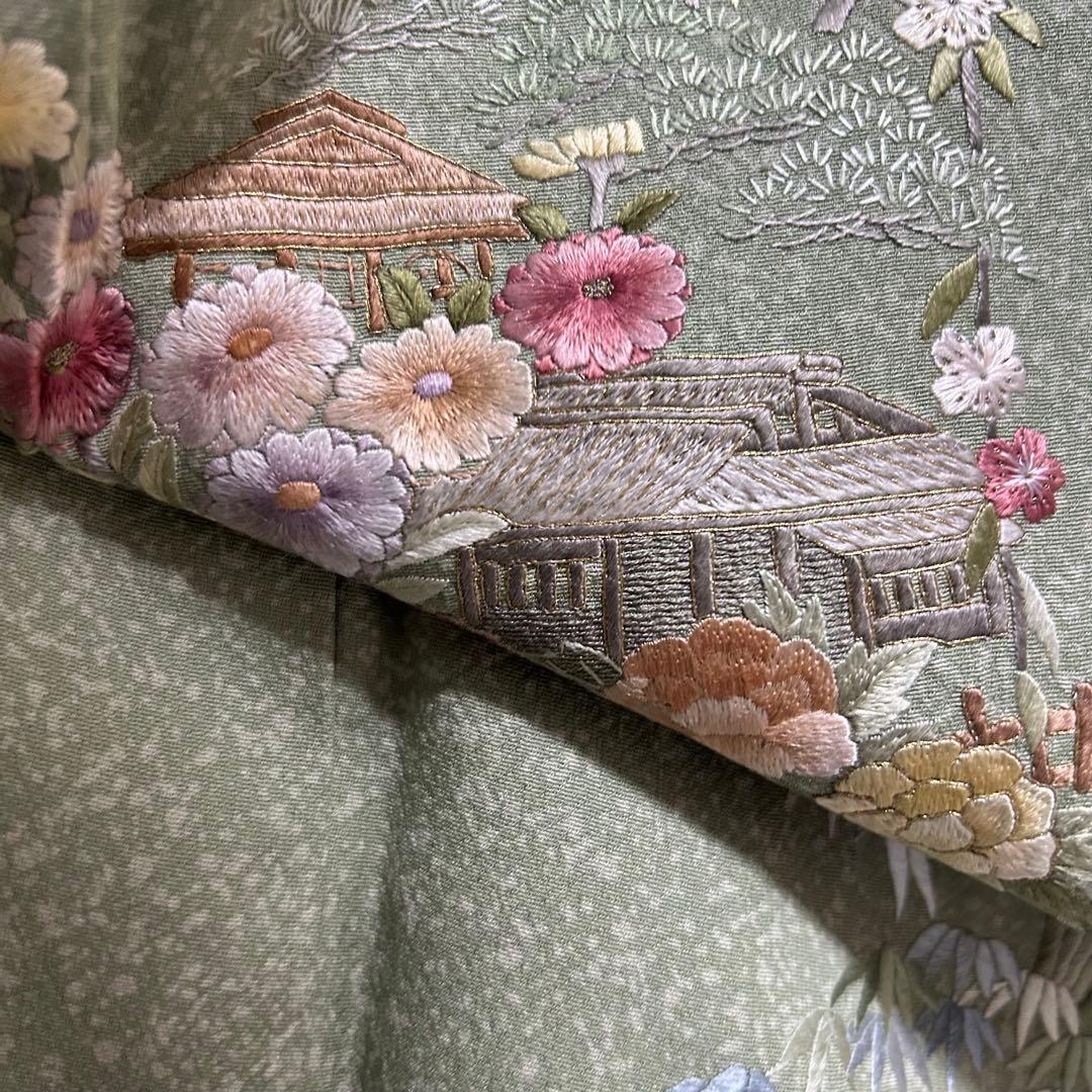 上品な手刺繍　風景画　訪問着　一つ紋　着物スキ倶楽部　７３９