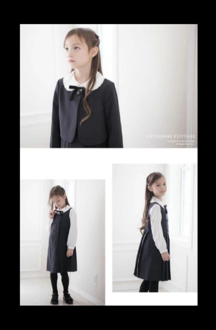 新品 ◆ キャサリンコテージ 濃紺アンサンブル 4点セット 受験　冠婚葬祭