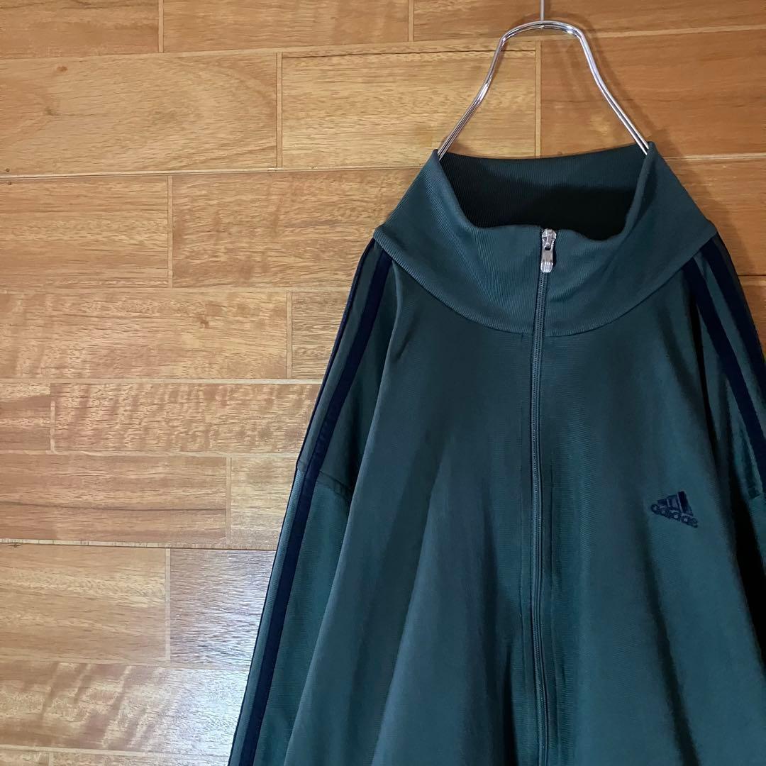 【希少カラー】adidas トラックジャケット　ジャージ　緑　ハイネック　3XO