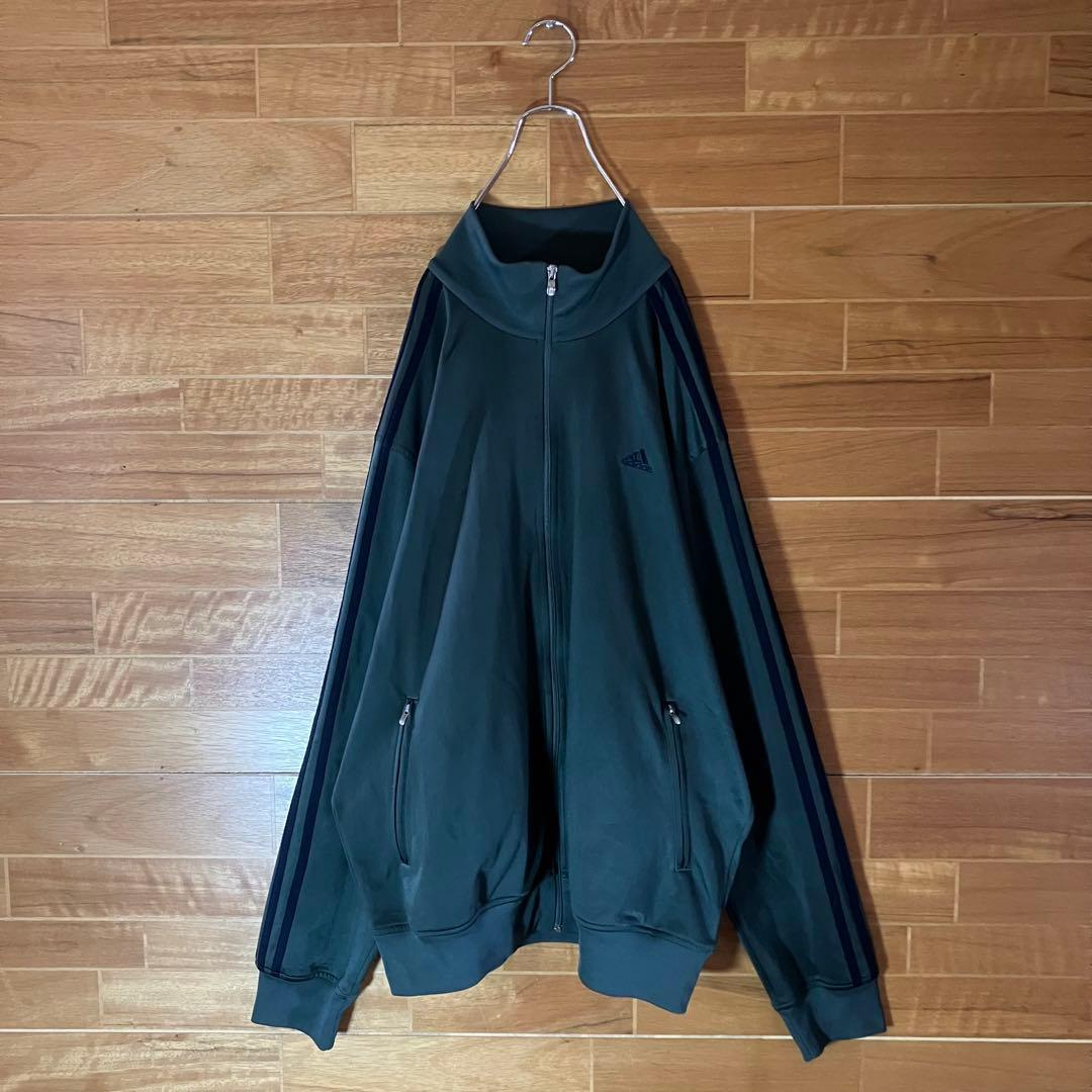 【希少カラー】adidas トラックジャケット　ジャージ　緑　ハイネック　3XO