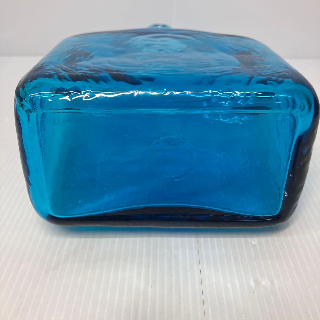 【倉敷ガラス】小谷眞三　ガラス花瓶　両手付花瓶　小谷ブルー　民藝