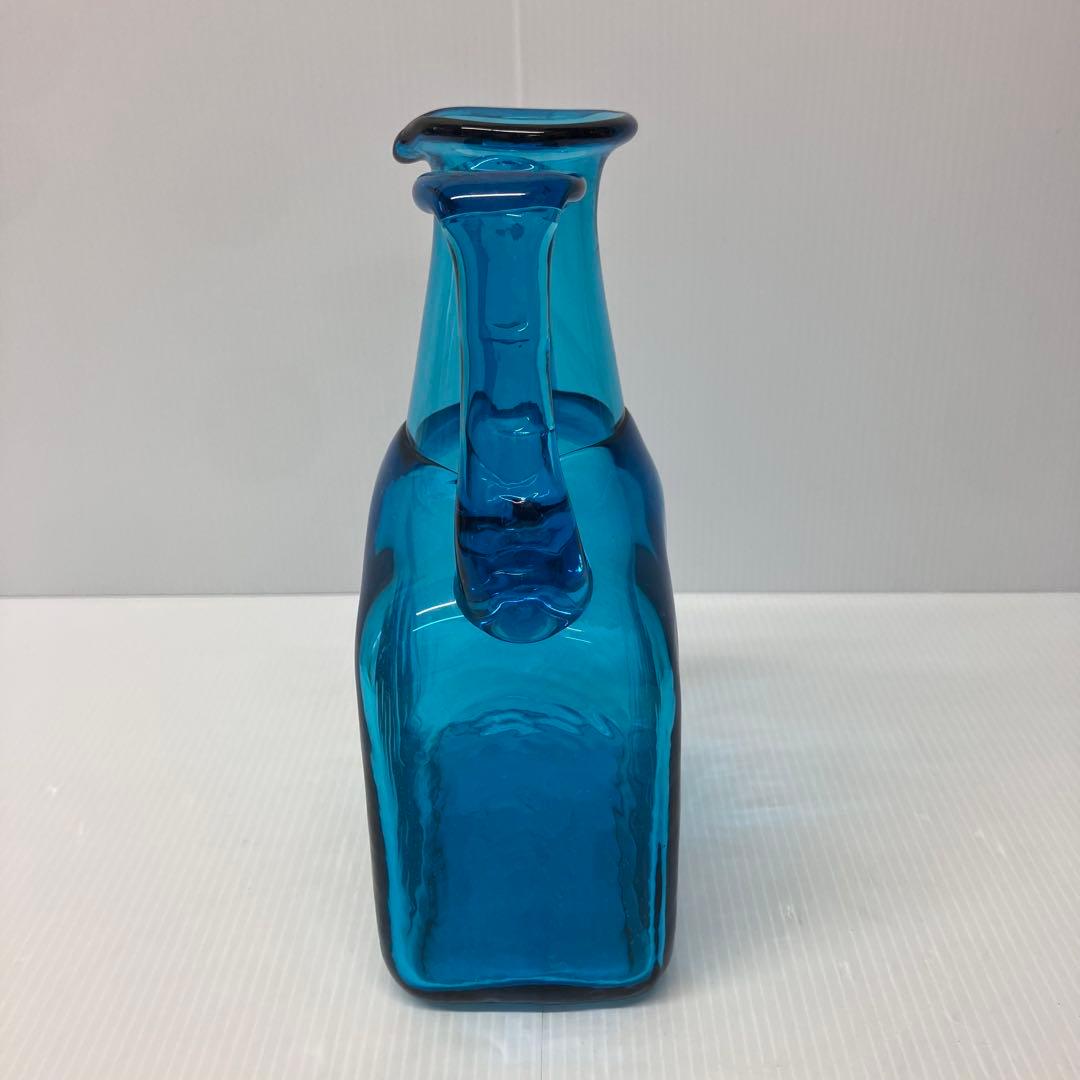 【倉敷ガラス】小谷眞三　ガラス花瓶　両手付花瓶　小谷ブルー　民藝