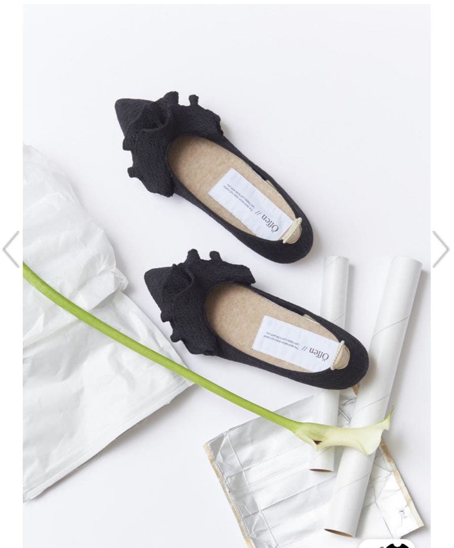 新品⭐︎Offen オッフェン 黒 フラットシューズ　パンプス　26cm フリル